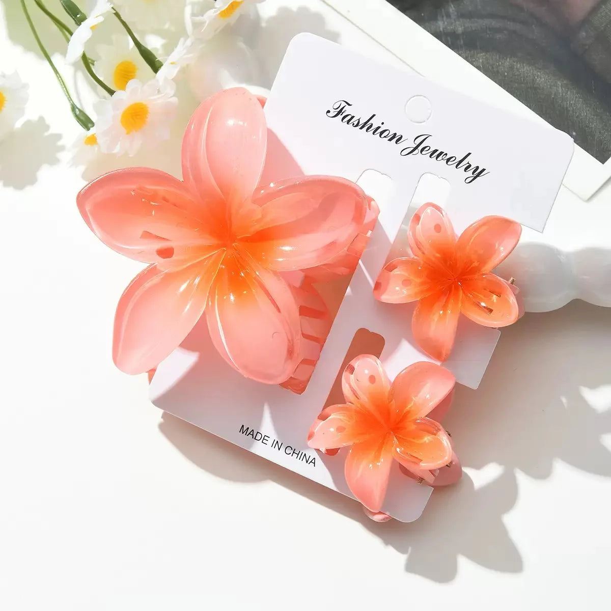 3Pcs/18Pcs Egg Flower Hair Clips Gradient Candy Color Flowers Suitable for Daily Backcombed Ponytail Shark Clip Hair Accessories