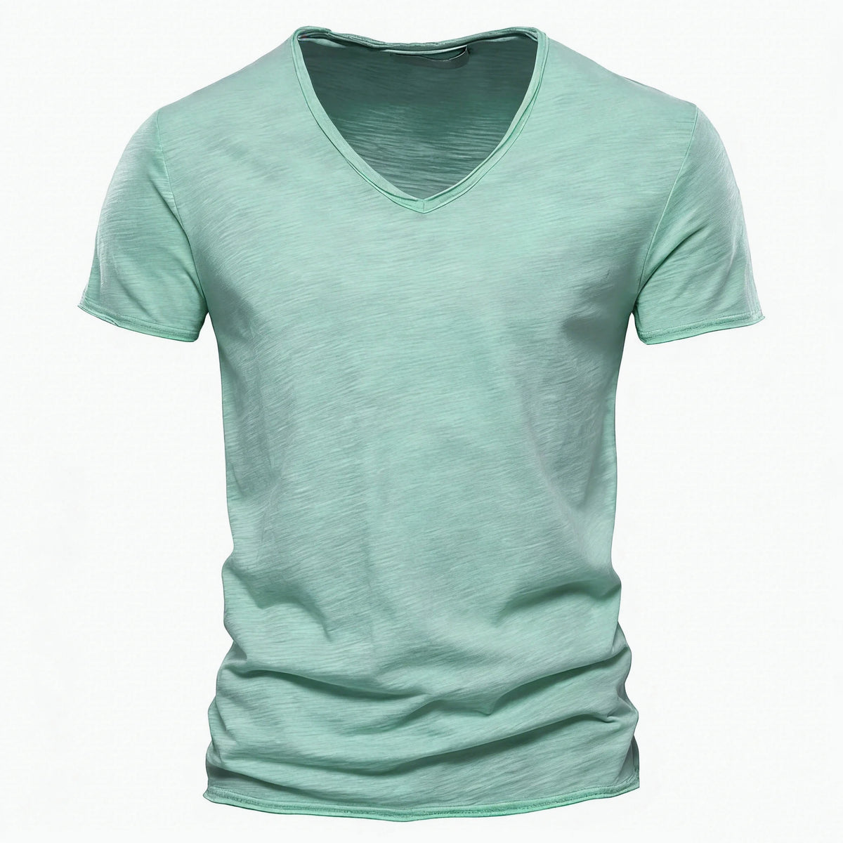 AIOPESON100% Cotton Men T-shirt V-neck Fashion Design Slim Fit Soild T-shirts Male Tops Tees Short Sleeve T Shirt O-neck For Men