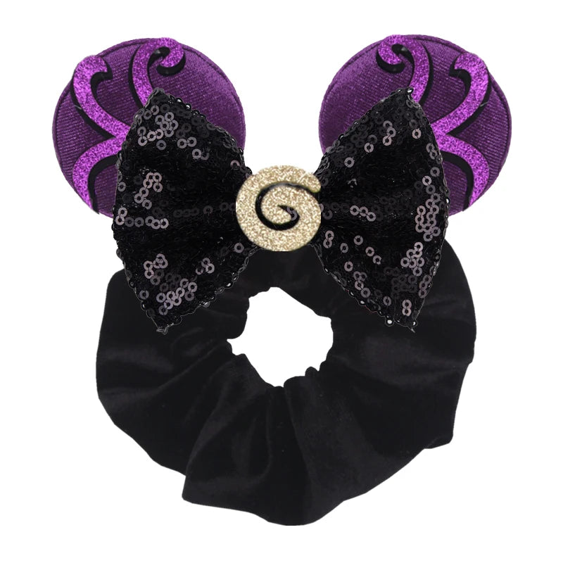 Cute Mouse Ears Velvet Scrunchies Hairband Women Elastic Ponytail Holder Girls Sequin Bow 2023 Kids Party DIY Hair Accessories