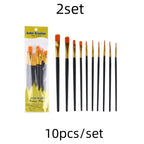 10 pcs set multi-functional watercolor brush pearlescent blue plastic rod multi-color nylon hair hook line gouache oil brush