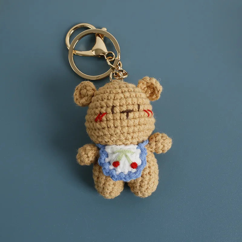 Cute Bear Couple Crochet Keychain Matching Animal Charm