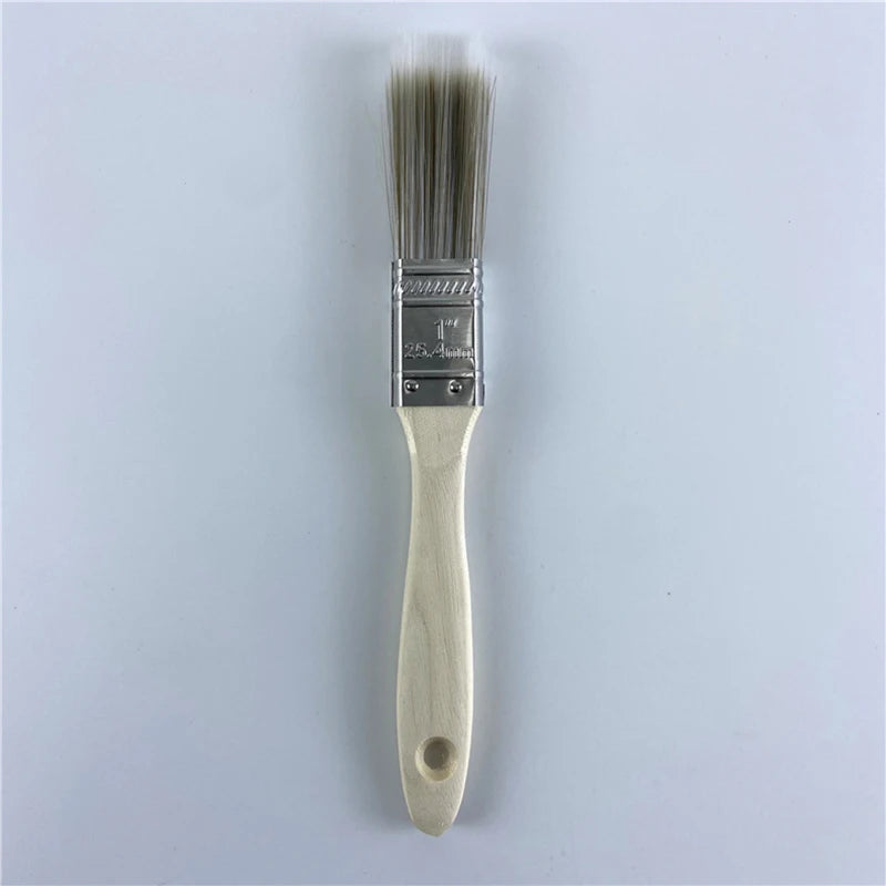 5Pcs Paint Brush Set White Coffee-colored Paint Long-handled Bevel Art-specific Nylon Brushes for Barbecues and Marine Use