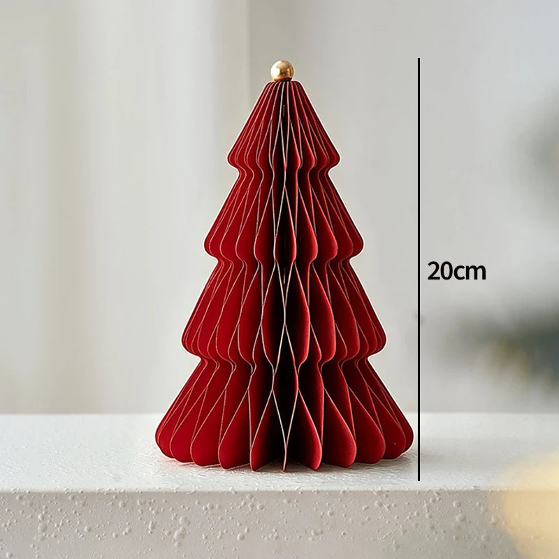 Paper Christmas Tree Ornaments 3D Honeycomb Christmas Tree Decorations Folded Paper 2026 Xmas New Year Desktop Arrangement Decor