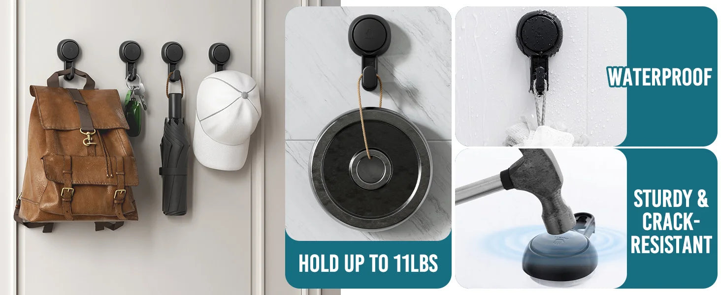 TAILI No Drilling Towel Hook Removable Vacuum Suction Cup Hooks Bathroom Robe Towel Holder Hook Kitchen Hotel Home Accessories