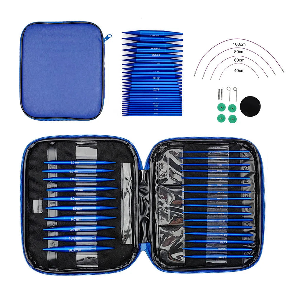 26 Pieces Knitting Needles Set Detachable Circular Interchangeable Knitting Needles Crochet Kit Multiple sizes Handmade Crafts