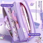 Sanrio Series Pencil Case Kuromi Cartoon Animation Good-Looking Large Capacity Children Pencil Storage Stationery Box Wholesale