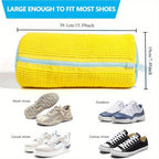 Durable Shoe Washing Machine Bag – Yellow with Blue Zipper, Ideal for Sneakers & Casual Shoes, Laundry Wash Bag for All Shoe Types