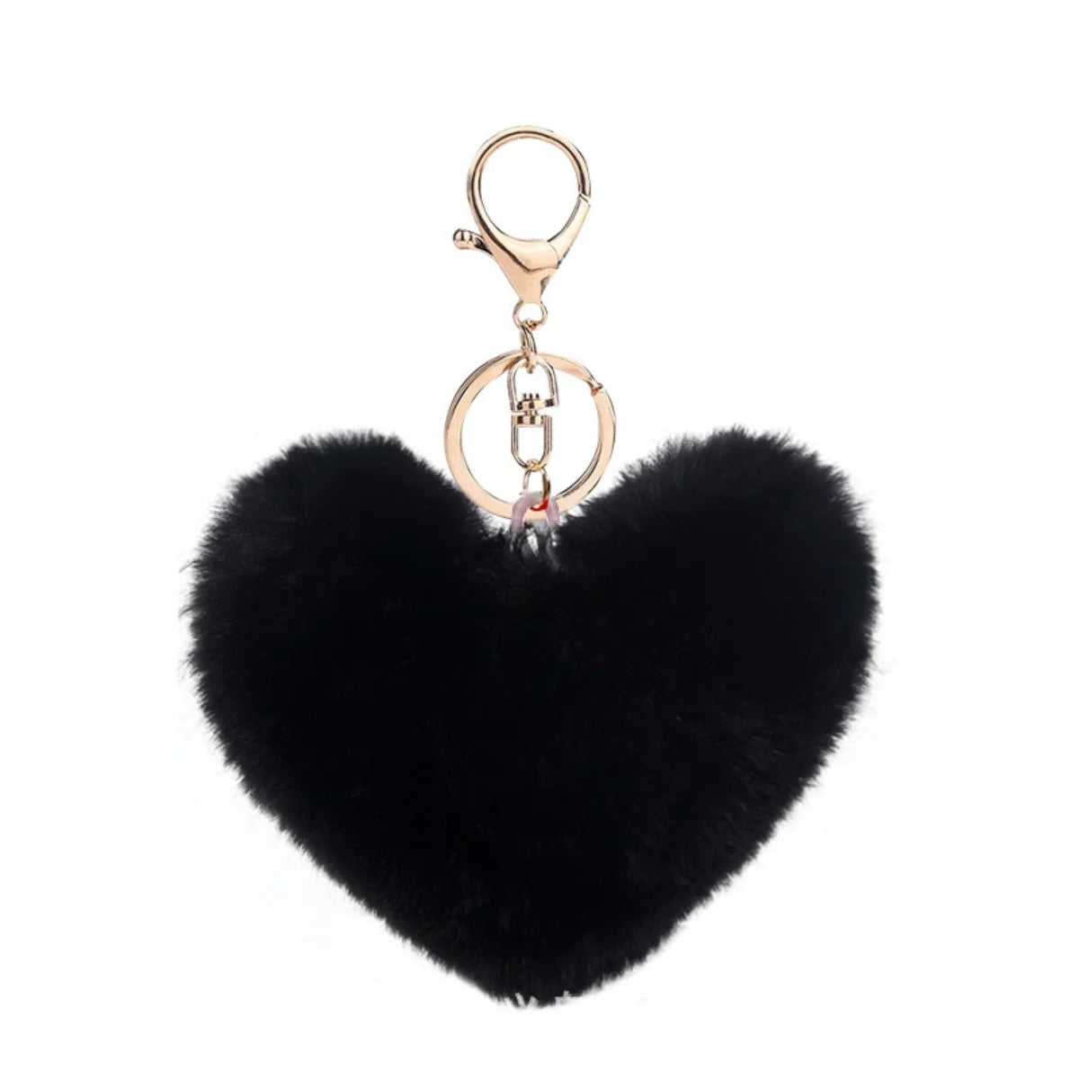 New Heart Plush Hair Ball Keychain Women Leopard Pompom Love Car Key Chain Bags Pendant Hairball Key Rings Jewelry