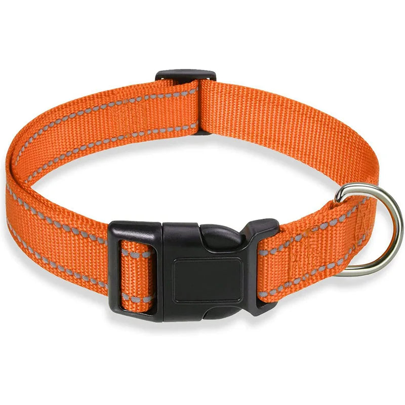 Reflective Dog Collar Strap With Adjustable Safety Nylon Pet Collar Pet Traction Rope Suitable For Small And Medium-Sized Pets - WTN Essentials 