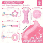6 PCS Dog Chew Toys For Cleaning Teeth  Soft Rubber Bone Funny Ball Interactive Donut Treat Set For Small Medium Dogs Pet Gifts