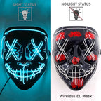 Wireless Neon LED Purge Mask – Glowing Halloween Cosplay Mask