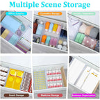 6/8/10/12-Pack Adjustable Drawer Organizers, Clear Expandable Dresser Organizers for Storing Clothes Kitchen Utensils
