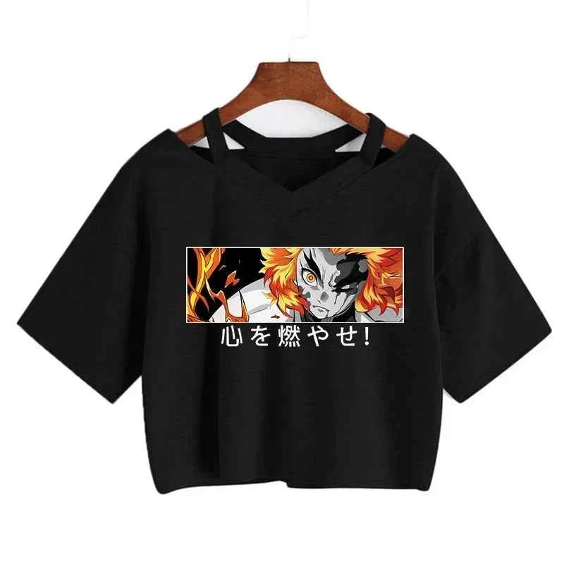 Demon Slayer T Shirt Nezuko Tshirt Women Kimetsu No Yaiba Crop Top Tees Japanese Anime Tanjirou Kamado Tops Manga T-shirt Female