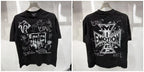 New MIXED-EMOTION Rhinestone cartoon printed pattern 100% cotton Men Women T-shirt Loose casual Shinning Diamond Tees Oversized Top