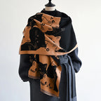 New Fashion Brand Cute Cat Ladies' Jacquard Pashmina Cashmere Scarf Winter Thick Warmth Shawl Coldproof Windproof Blanket Scarf
