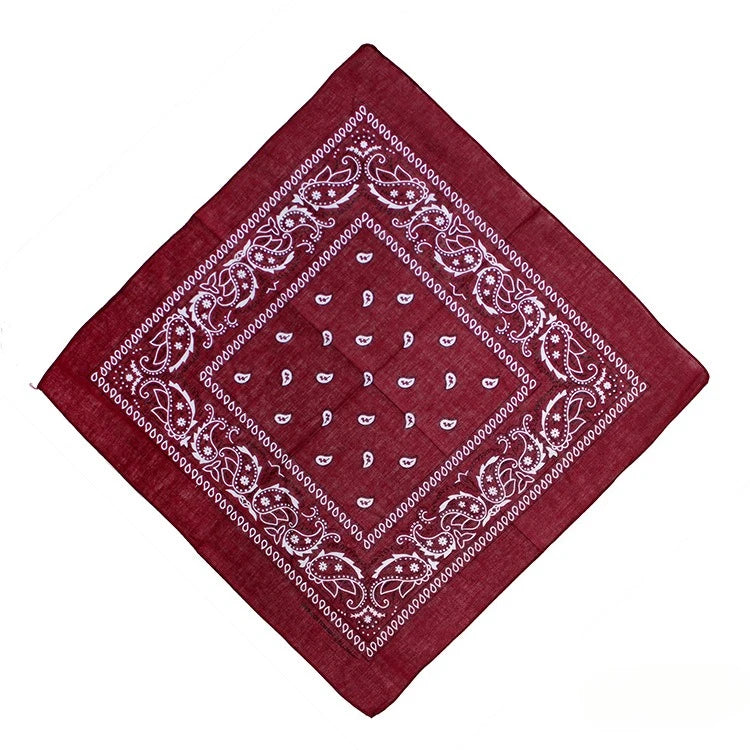 Hip Hop Cowboy Paisley Scarf Large Bandana Head Square Scarf Men Women 55x55cm Black Red White