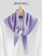 100% Australian Wool Knitted Triangle Scarf Shawl Women's Autumn  Winter Warm Neck Protection Scarf Decorative  Small Scarf