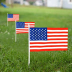 50pc USA Stick Flag, American US 14x21cm HandHeld Mini Flag ensign 30cm Pole United States Hand Held Stick Flags banner In Stock