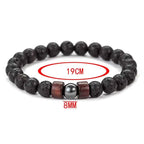 8mm Volcanic Stone Bracelet for Men Lava Wooden Beads Bracelet Tibetan Buddha Male Wrist Chain Jewelry Handmade Elastic Bracelet