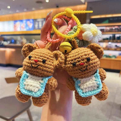 Crochet Bear Backpack Keychain Cartoon Bear Bag Charm