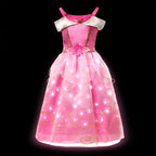 Children LED Light Up Dress Girls Kids Purple Green Cosplay Costume Carnival Birthday Party Clothes Halloween Costume Prom Gown