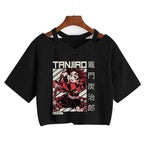 Demon Slayer T Shirt Nezuko Tshirt Women Kimetsu No Yaiba Crop Top Tees Japanese Anime Tanjirou Kamado Tops Manga T-shirt Female