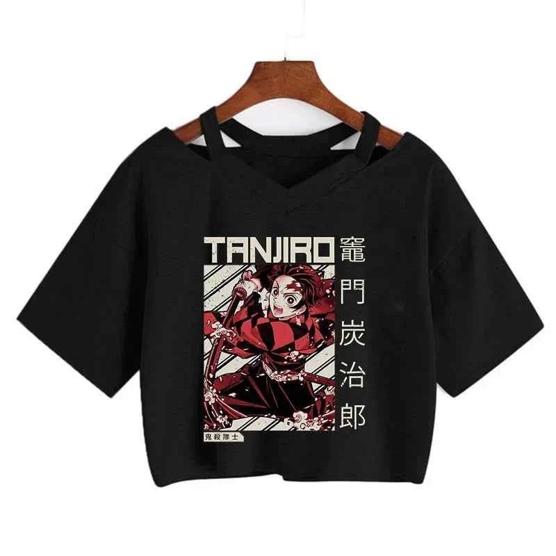 Demon Slayer T Shirt Nezuko Tshirt Women Kimetsu No Yaiba Crop Top Tees Japanese Anime Tanjirou Kamado Tops Manga T-shirt Female