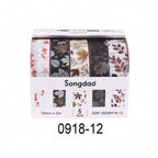 5 Rolls of Boxed Romantic Flower Handbook Tape, Cute DIY Fresh Decorative Washi Tape for Students, a Must-Have Gift for Students