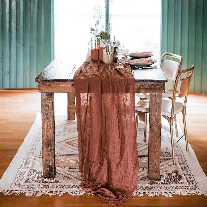 Gauze Table Runner Dinning  Decoration 90*300CM Rustic Country Boho Beach Wedding Party Table Decor Christmas Table Runners
