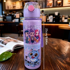 Cartoon Figure Water Bottle, Portable Outdoor Straw Cup for Kids-Girls’ Summer Sports Leakproof Cute
