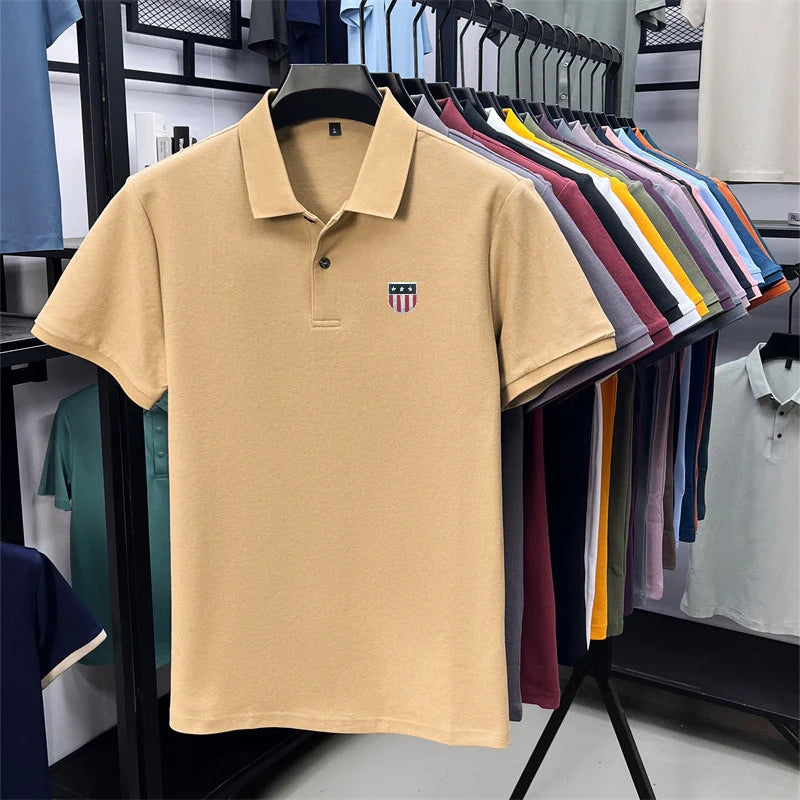 Men's Summer Luxury Brand Cotton 100% Polo Shirt Lapel Printing Short Sleeves T-Shirt Business Leisure Ventilate Men's Clothing