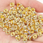 50pcs Rhinestone Spacer Beads Multi-color Crystal Metal Spacers Rondelle Beads for Jewelry Making DIY Bracelets Accessories