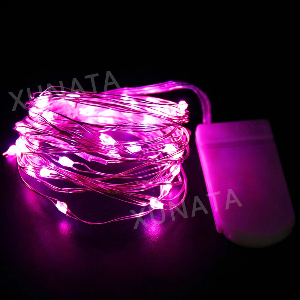 3V Led Silver Wire Fairy Lights Battery Power LED String Light with Switch for Garden Patio Fence Wedding Party Christmas Decor