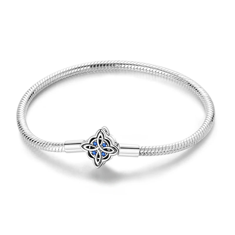 Original 925 Silver Bracelets Four Leaf Clover Butterfly Heart Bracelet Fit DIY Charms Beads Fashion Jewelry 17-20CM