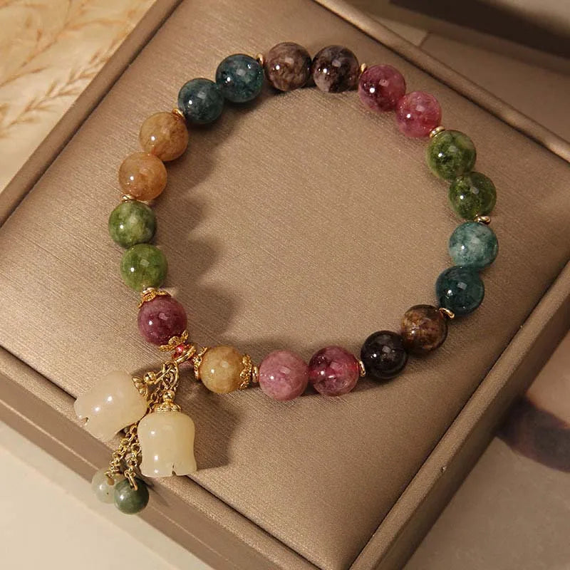 Fashion Colorful Beaded Orchid Pendant Bracelets for Women Girls Luxury Crystal Handmade Beads Bracelets Aesthetic Jewelry Gifts