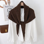 Big Size Wool Korean Style Knitted Triangular Scarf Women Winter Warm Headscarf Shawl Sold Color Neckerchief Kerchief Hijab