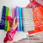 12pcs (unisex) polyester paisley batik bandana, all polyester hip hop street dance outdoor cycling scarf