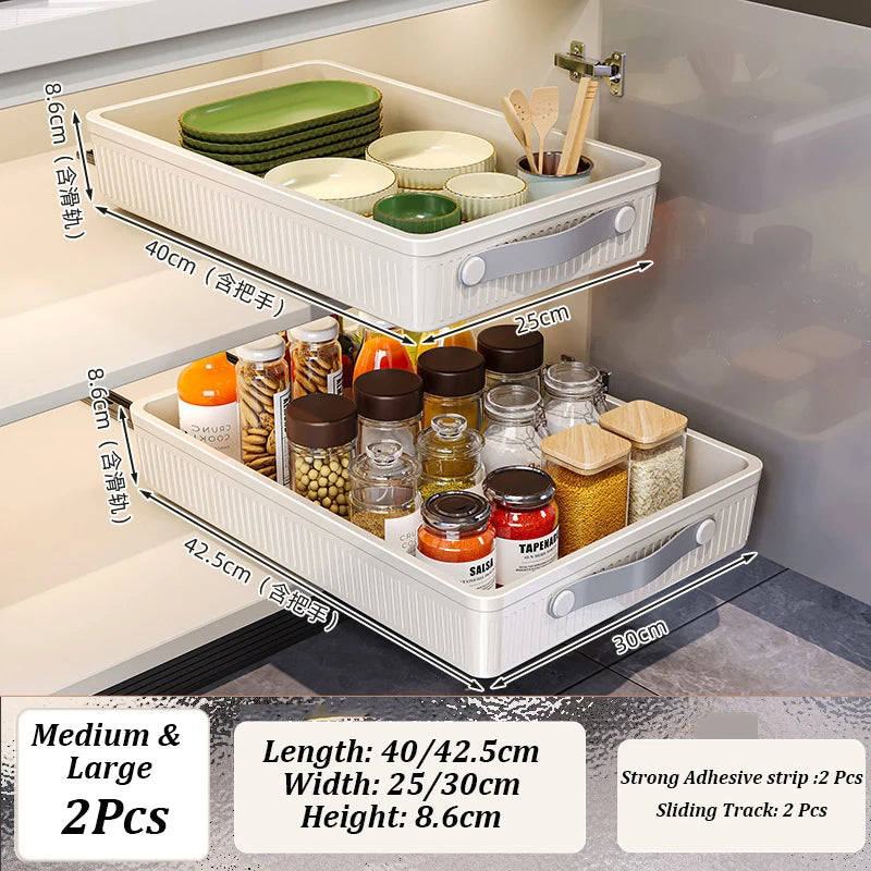 Pull-Out Kitchen Cabinet Organizer – Sliding Drawer Storage Rack