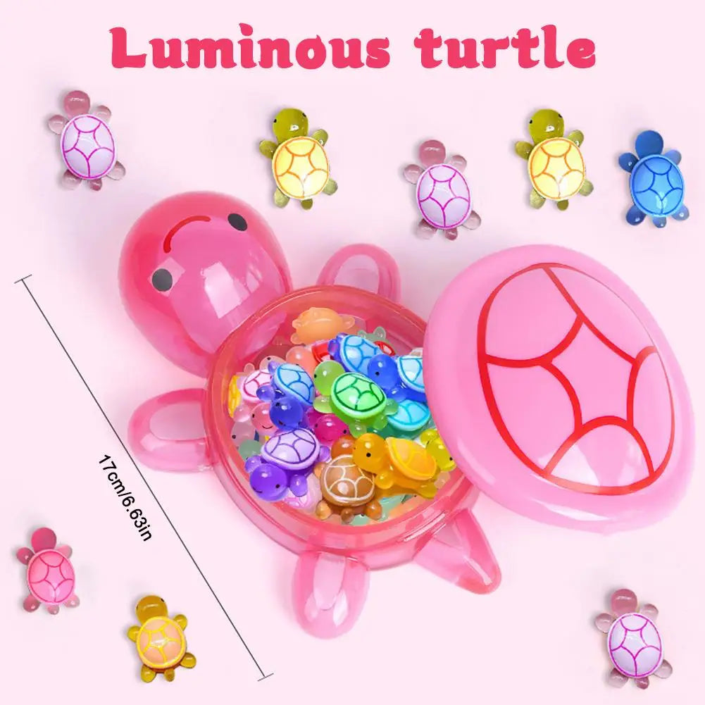 1PC Night Glow Large Turtle+100pcs Mini Luminous Turtles Figurines Resin Craft Glowing Turtle Storage Ornament Landscape Desktop