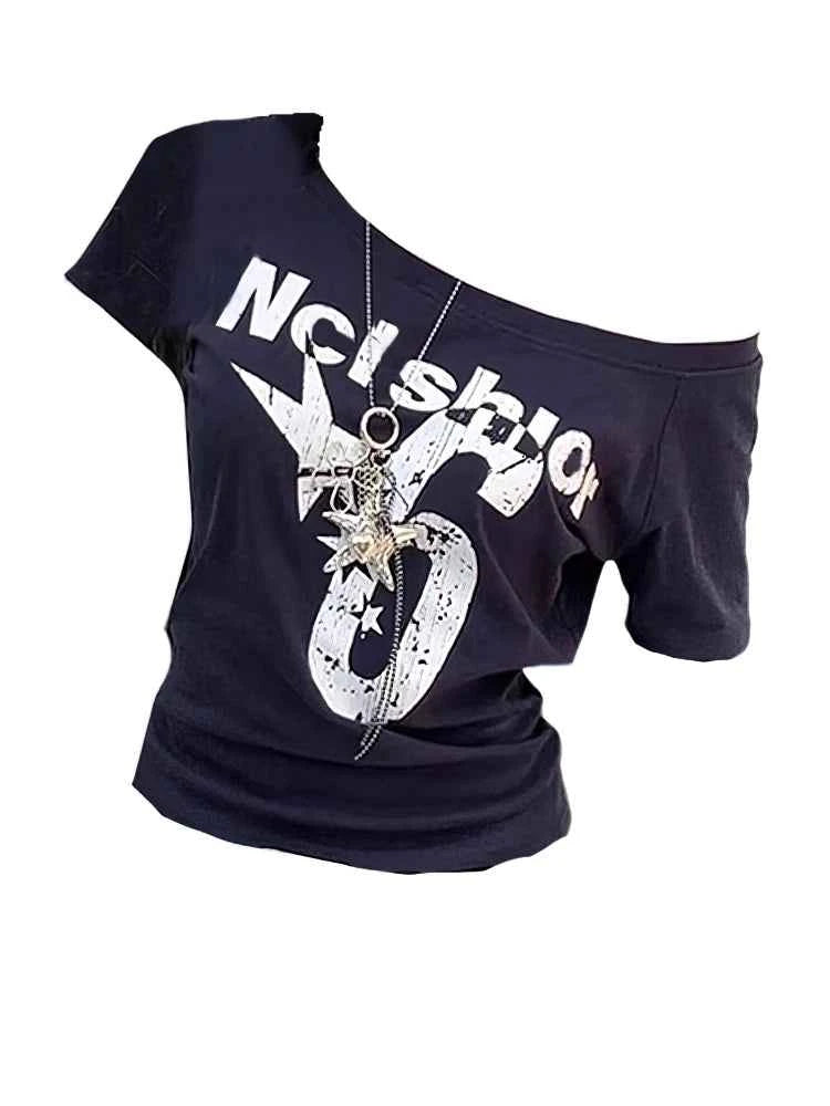 Y2k Sport Summer Off shoulder Top Women Sexy Vintage 2000s Short sleeve T shirt  Lady Body Basic Crop Top Female Casual