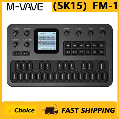 M-VAVE（SK15）FM-1 Synthesizer, Portable Handheld Sound Source, 128 Presets, Built-in Speaker, Battery Powered