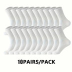 5/10/20 Pairs Neutral Solid Color Round Neck Socks Spring Autumn Sweat Absorbing Breathable Comfortable All-season Sports Socks