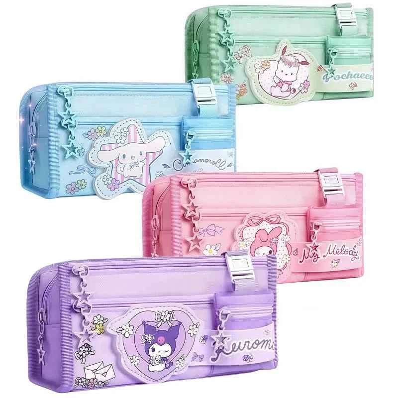 Sanrio Series Pencil Case Kuromi Cartoon Animation Good-Looking Large Capacity Children Pencil Storage Stationery Box Wholesale