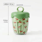 WORTHBUY Double Wall Salad Cup Portable Leak Proof Oat Container With Fork&Handle Drain Fruit Cup Cute Breakfast Cup For Student