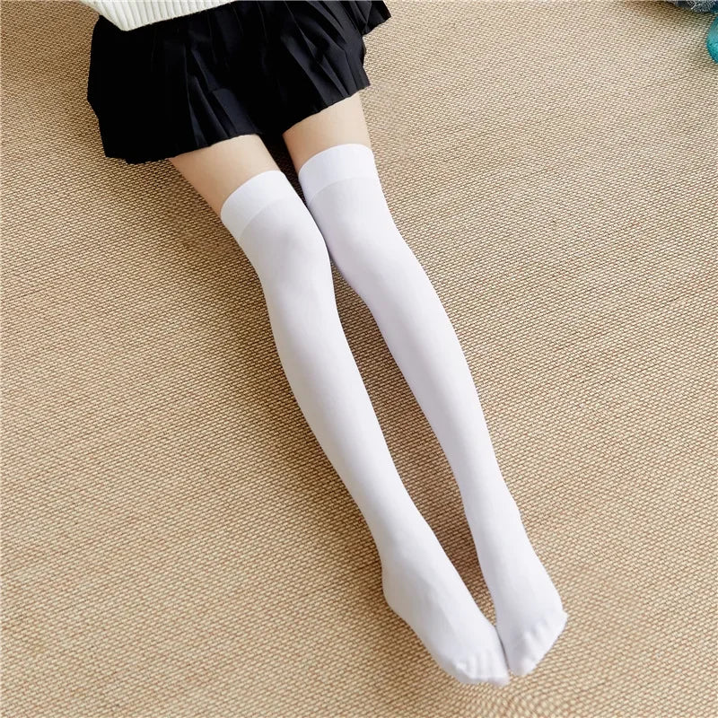 Ultrathin Women‘s Silk Stockings Nylon for Ladies Black White Summer Autumn Winter Socks Girls Skinny Legs Over the Knee Thigh