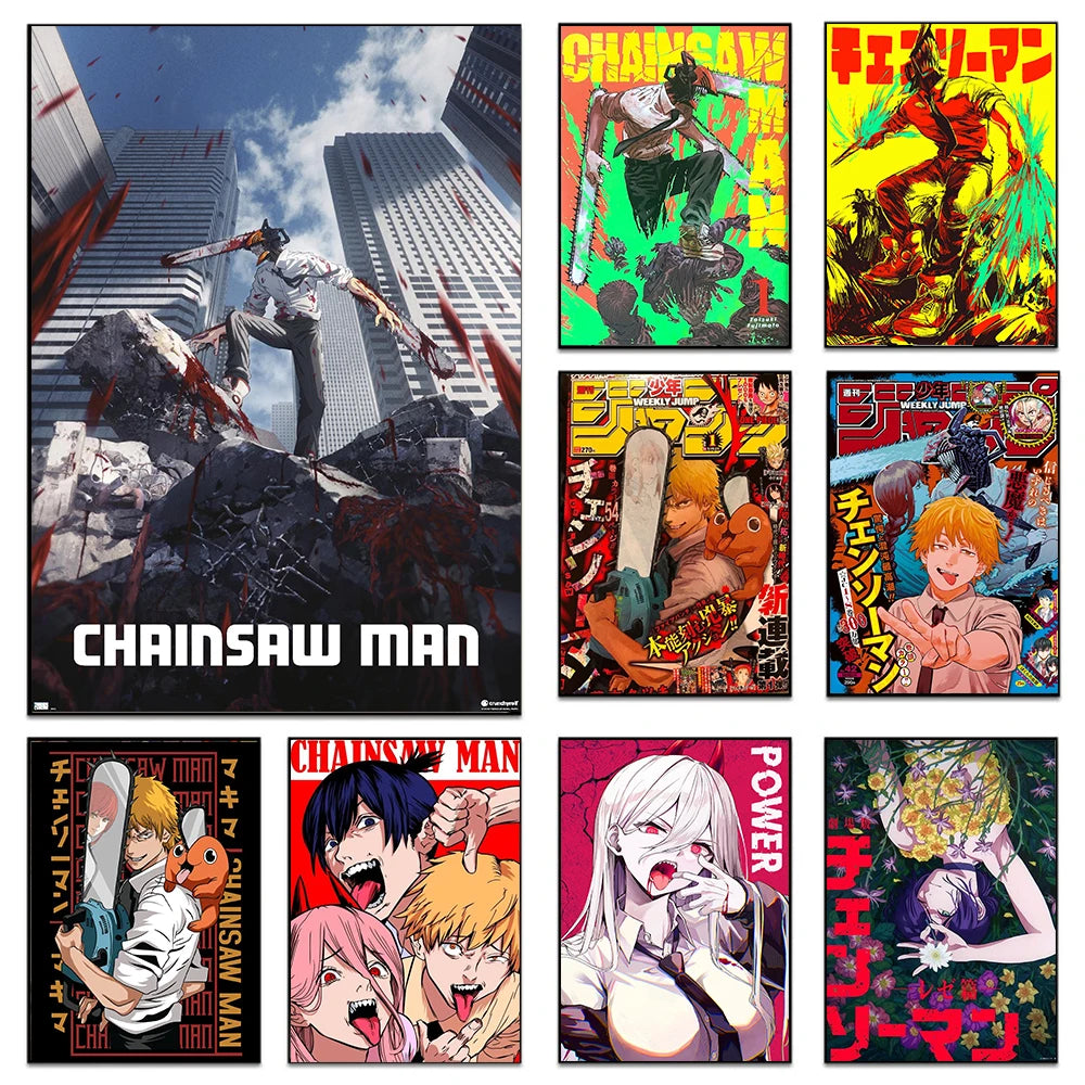 Chainsaw Man Poster Print For Bedroom Living Room Home Decor Japanese Anime Manga Denji Wall Art Cartoon Canvas Painting