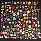 30/60/100pcs Random Mix Enamel/Drip Oil Charms For Jewelry Making Bulk Trinkets Charm Flower Heart Animal Bag Charm DIY Pendant
