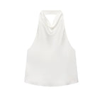 MUJER 2026 Halter Tops for Women Black Satin Backless Top Female Pink Summer Beach Top Woman off Shoulder Camisole Top Women