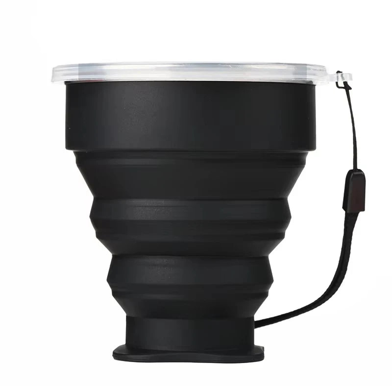 Portable Silicone Folding Water Cup Outdoor Heat Resistant Telescopic Collapsible Foldable Mug With Lid For Travel Camping 200m