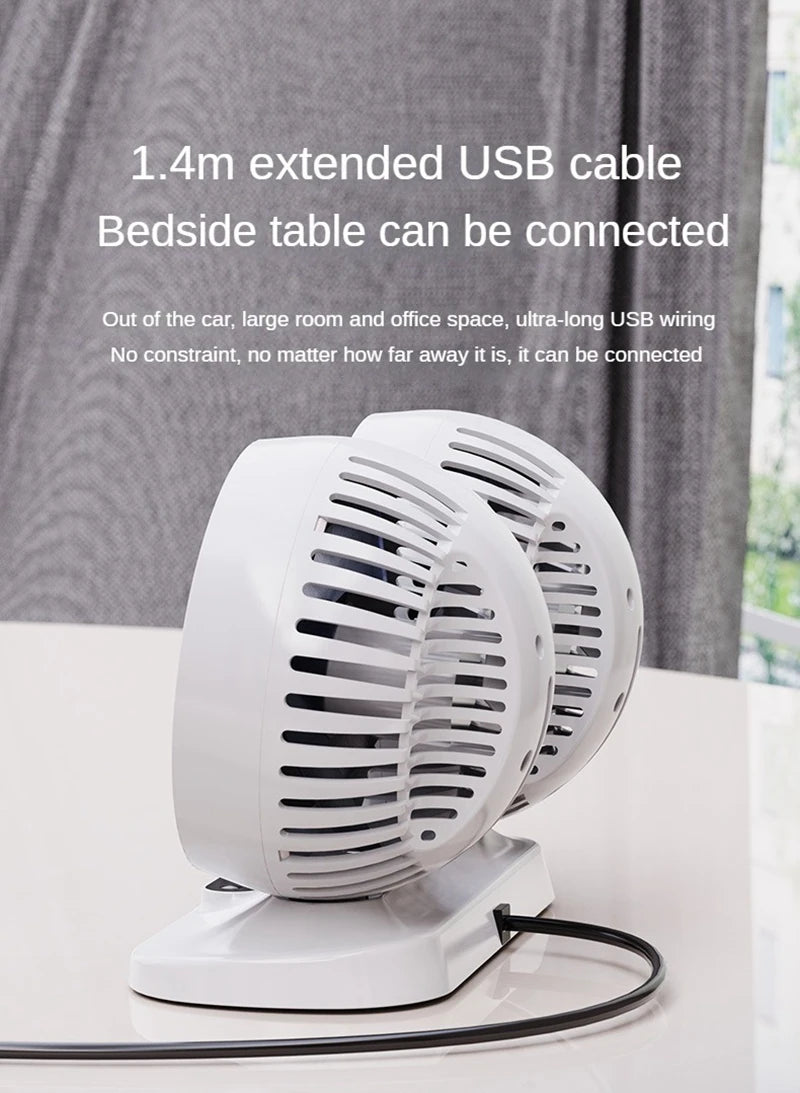 LEIBOO Car USB Fan Dual Head Cooling Air Fan Independent Switch 3-Speed 360 Degree Adjustable Auto Fan Car Electrical Appliances